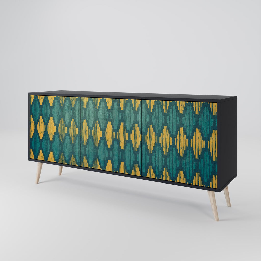 POLYGONS 3-Door Sideboard in Black Finish
