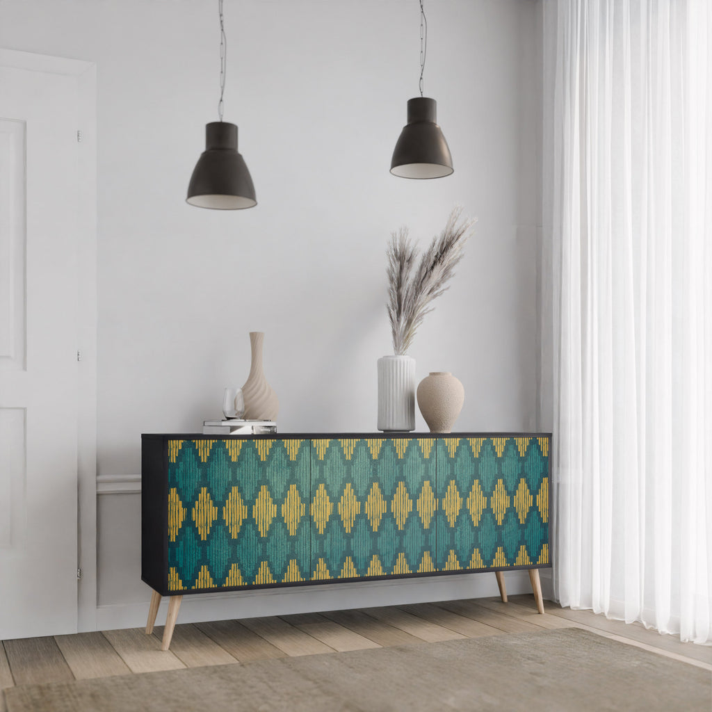 POLYGONS 3-Door Sideboard in Black Finish