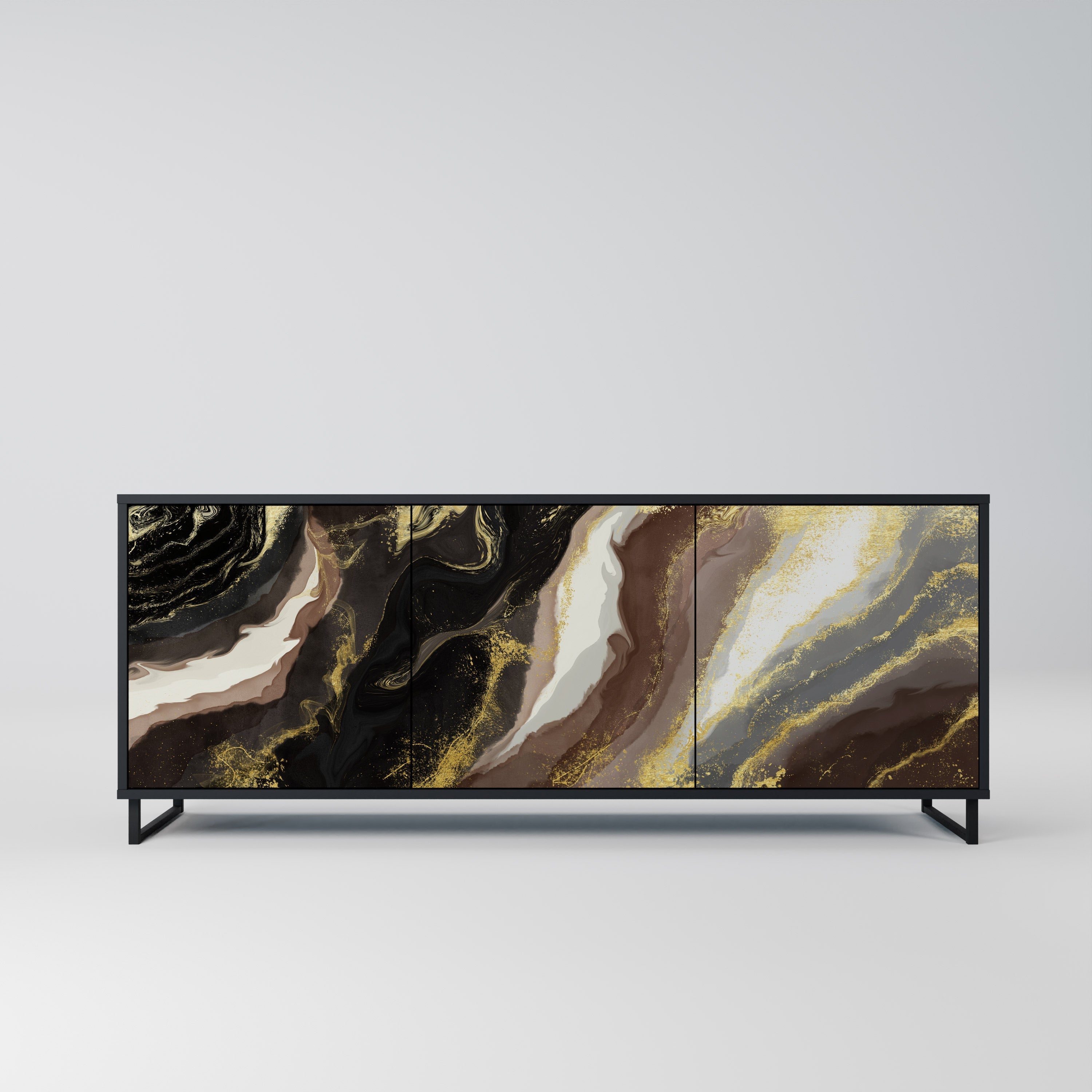 GOLD DUST 3-Door Sideboard in Black Finish