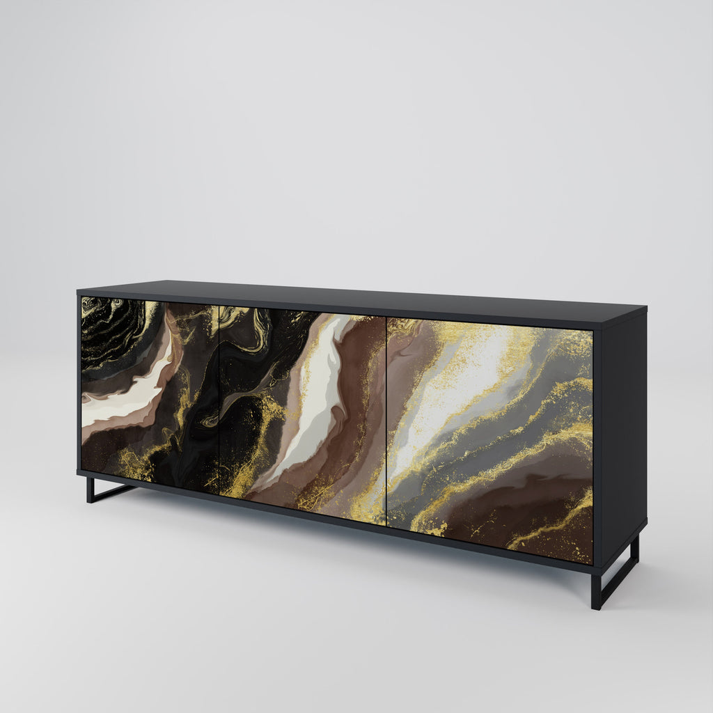 GOLD DUST 3-Door Sideboard in Black Finish