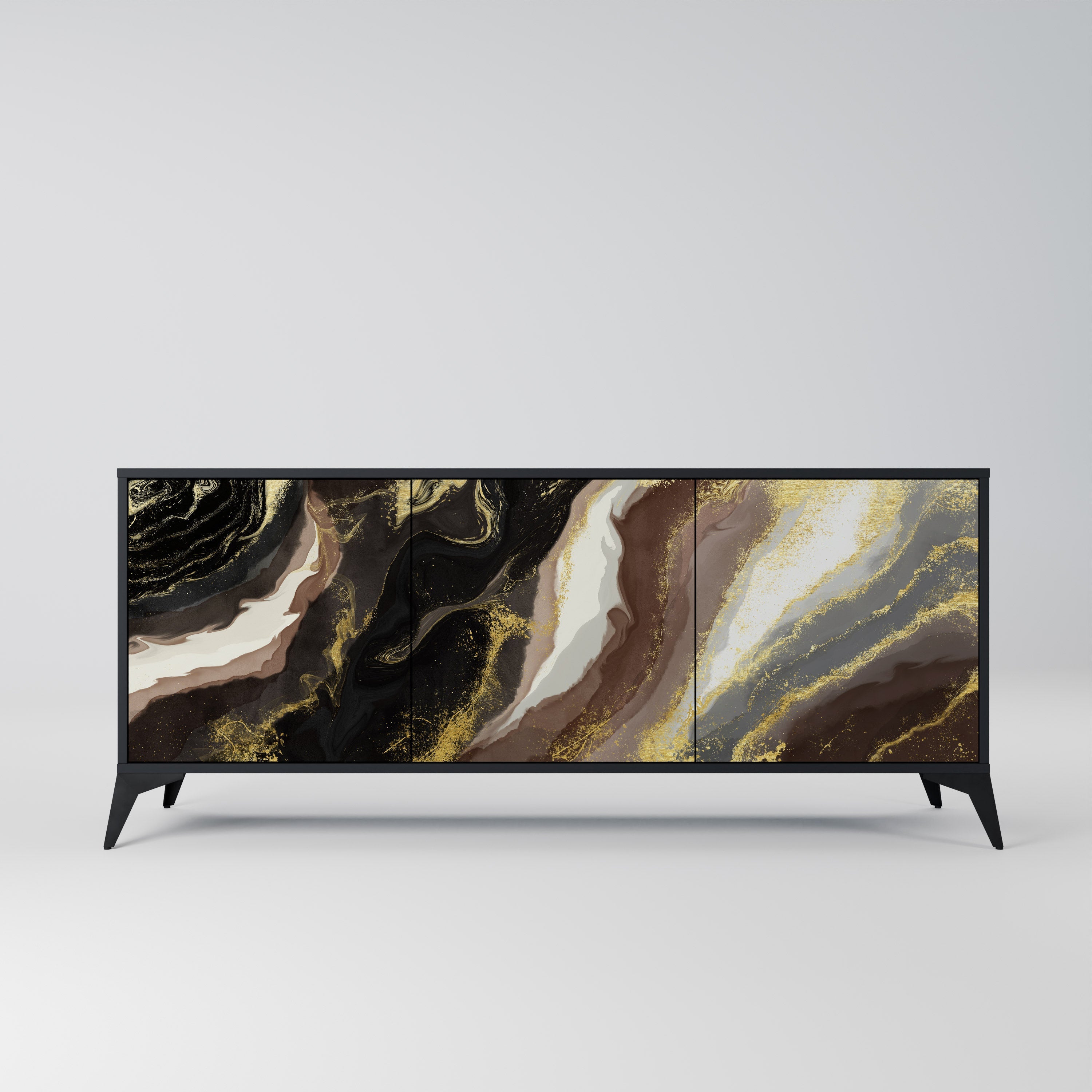 GOLD DUST 3-Door Sideboard in Black Finish