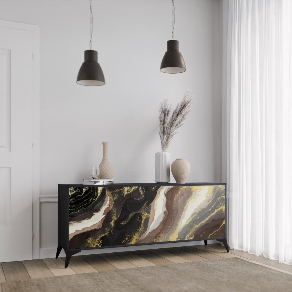 GOLD DUST 3-Door Sideboard in Black Finish