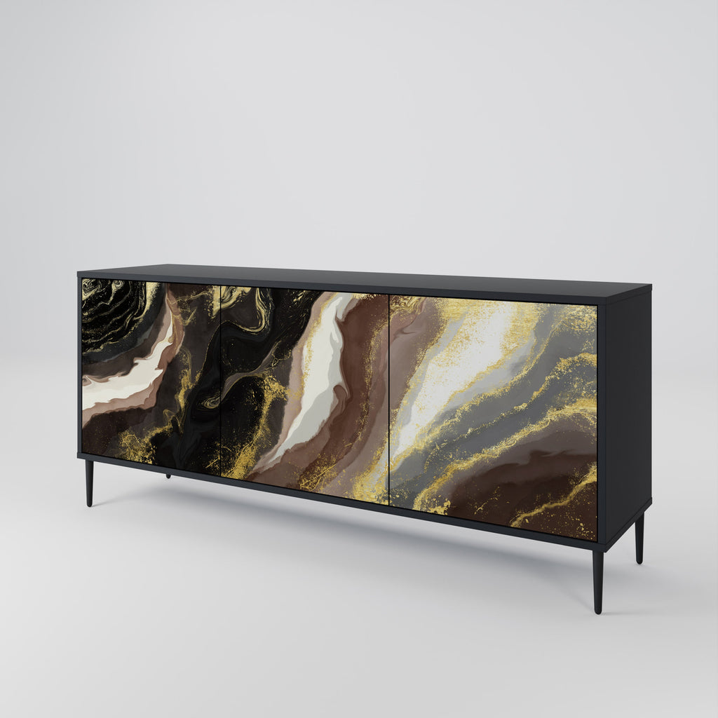 GOLD DUST 3-Door Sideboard in Black Finish