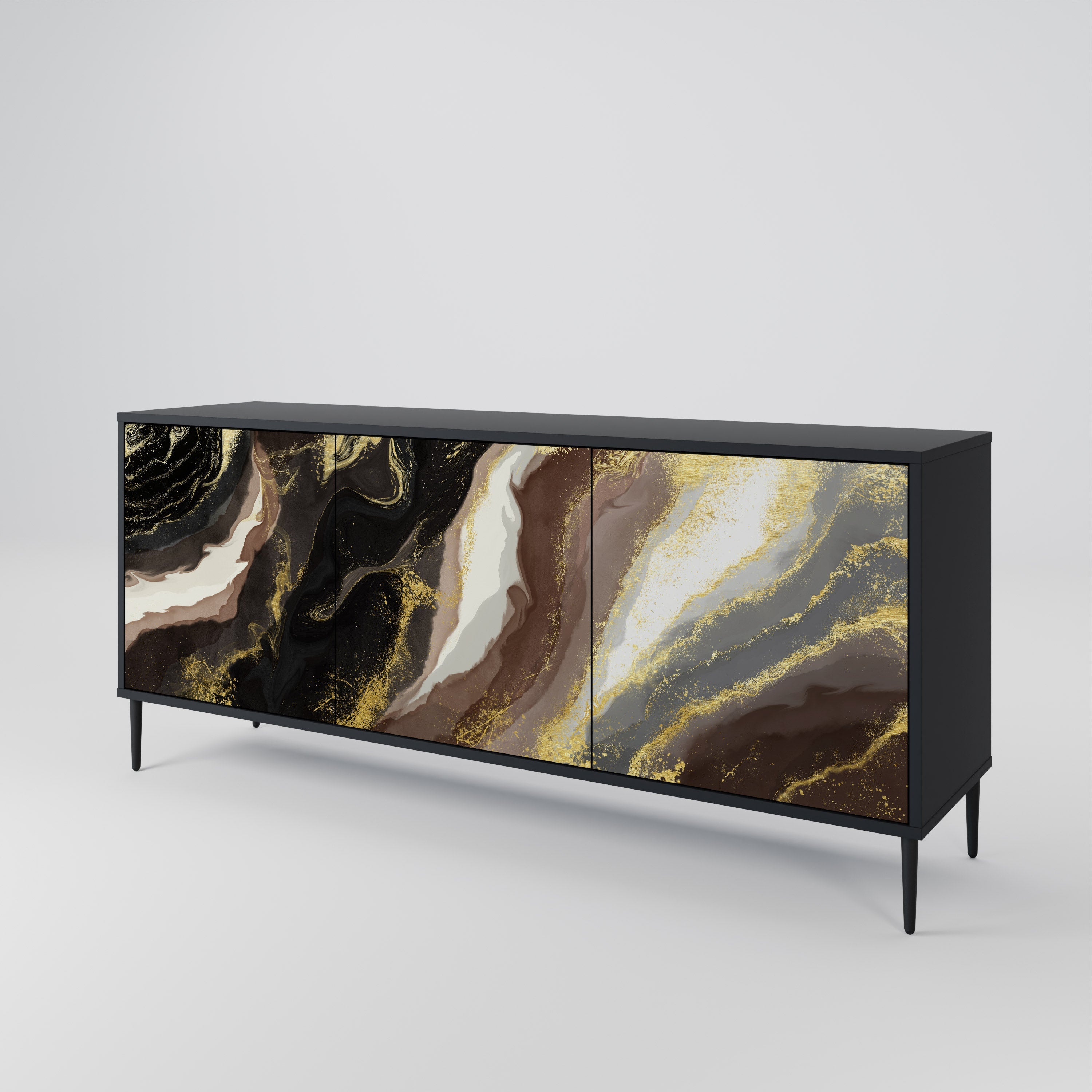 GOLD DUST 3-Door Sideboard in Black Finish