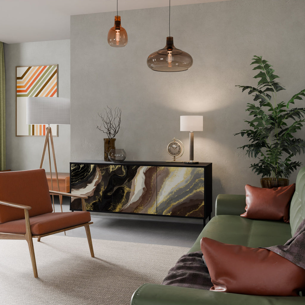 GOLD DUST 3-Door Sideboard in Black Finish