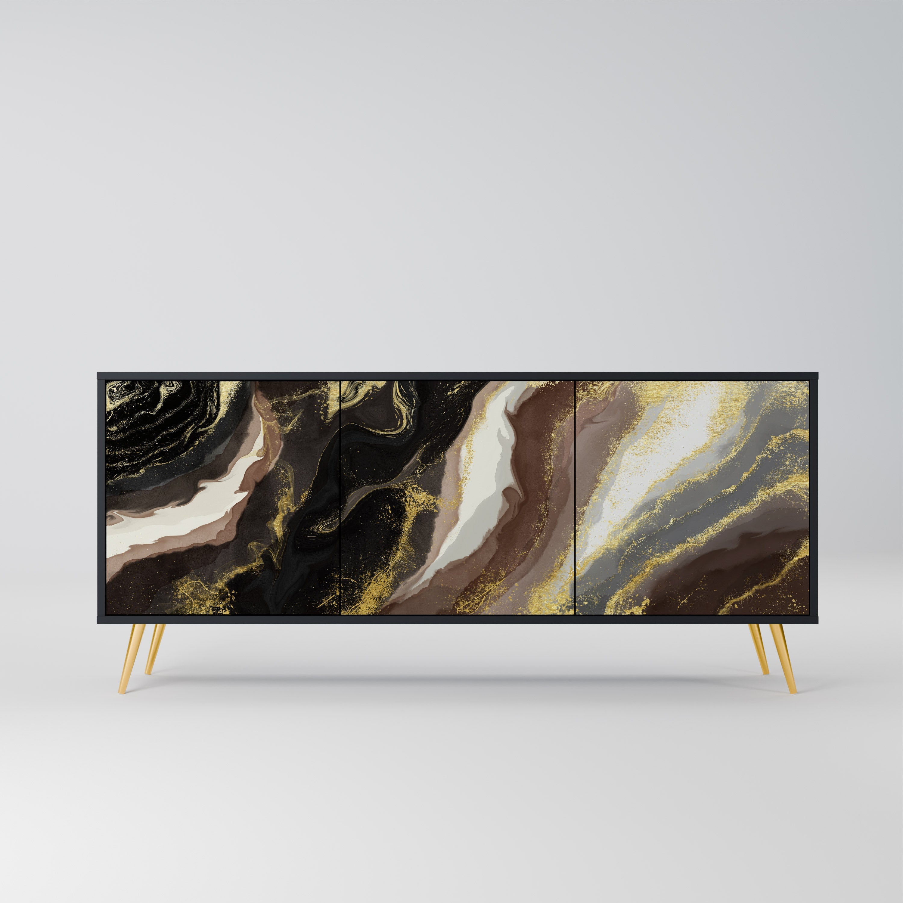 GOLD DUST 3-Door Sideboard in Black Finish