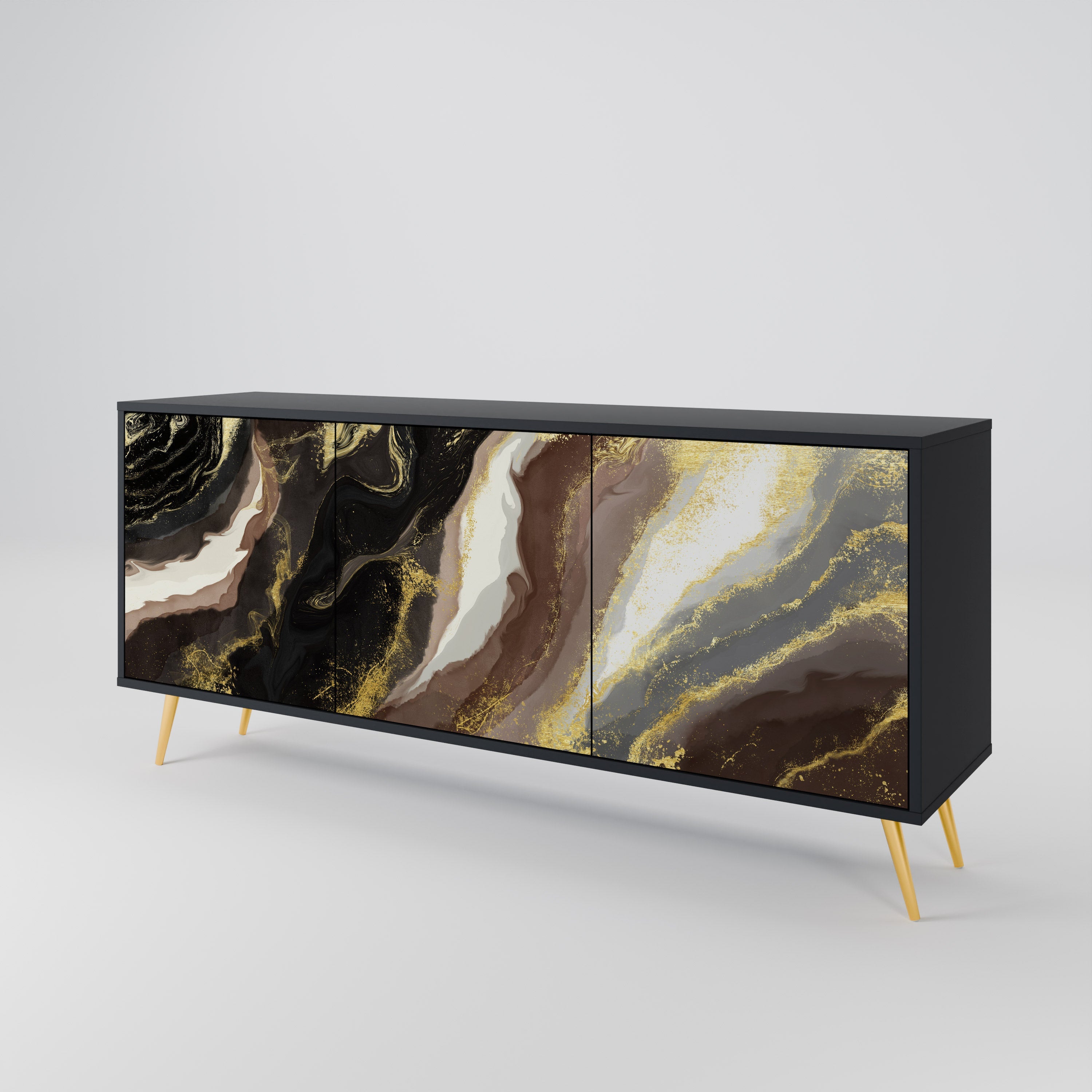 GOLD DUST 3-Door Sideboard in Black Finish