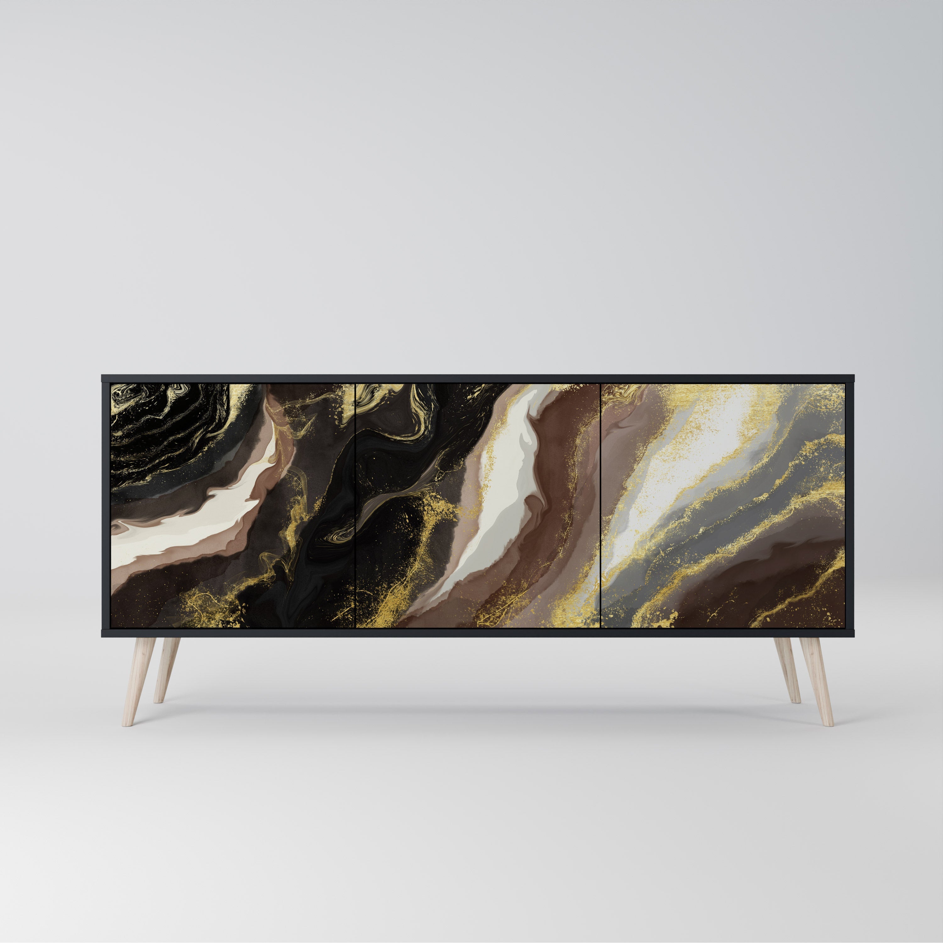 GOLD DUST 3-Door Sideboard in Black Finish
