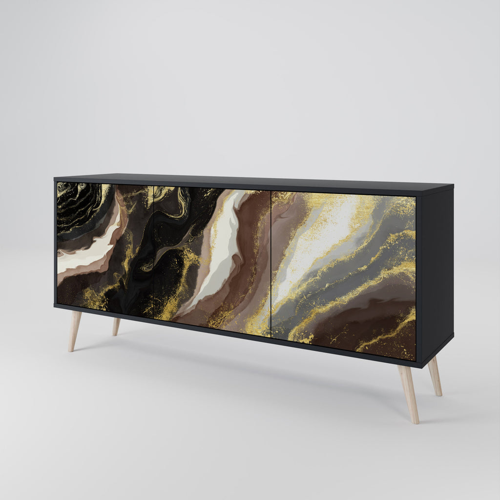GOLD DUST 3-Door Sideboard in Black Finish