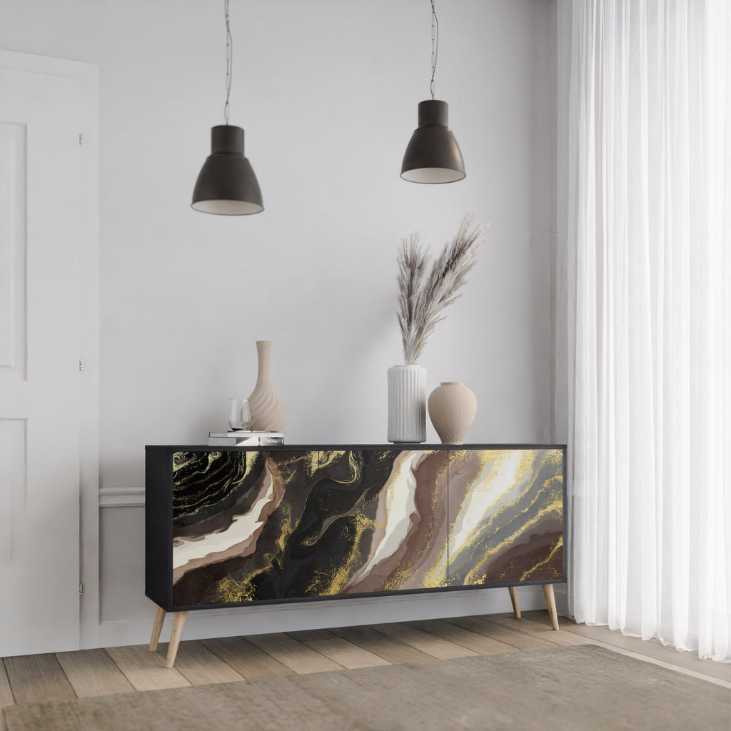 GOLD DUST 3-Door Sideboard in Black Finish