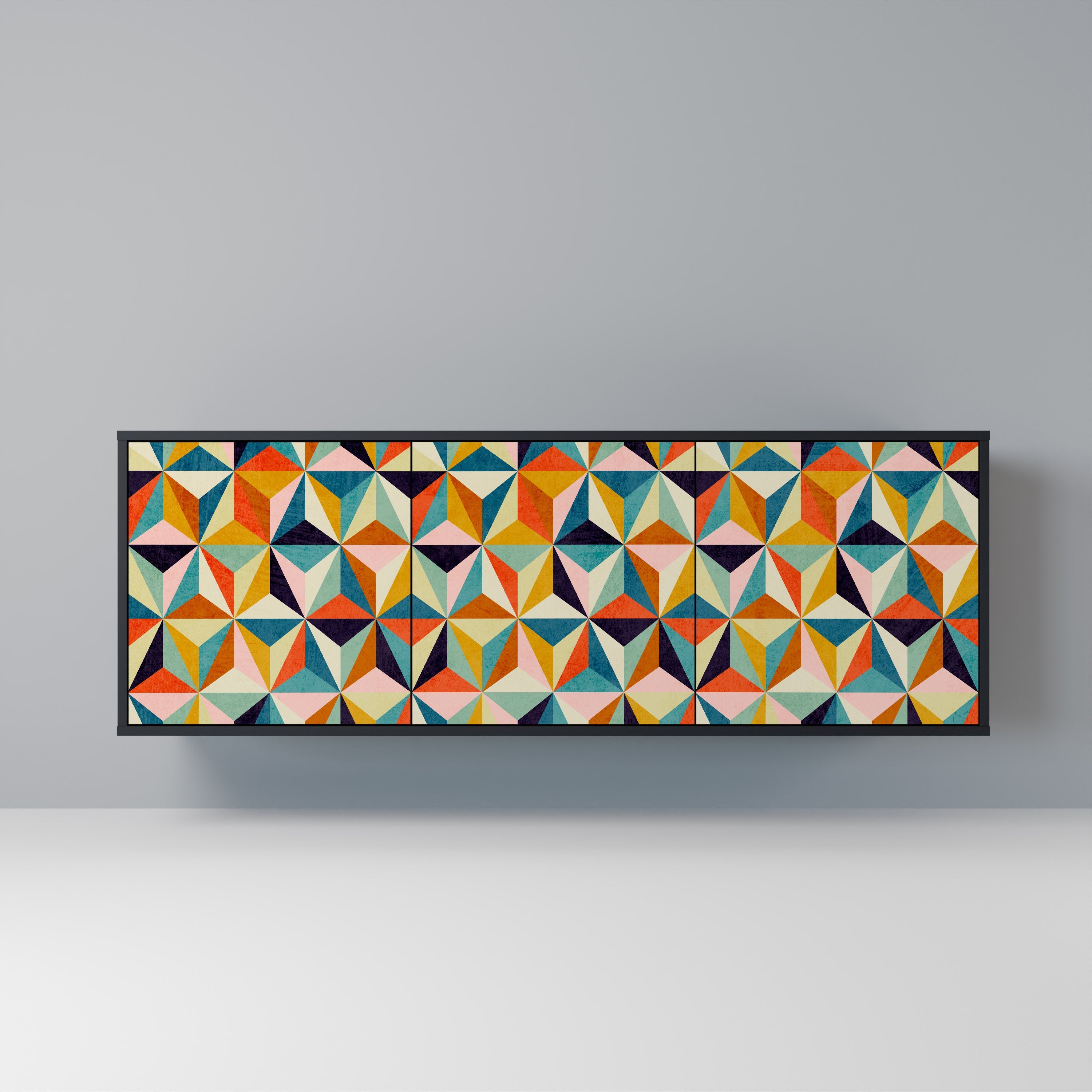 TESSELATE TREASURES 3-Door Sideboard in Black Finish