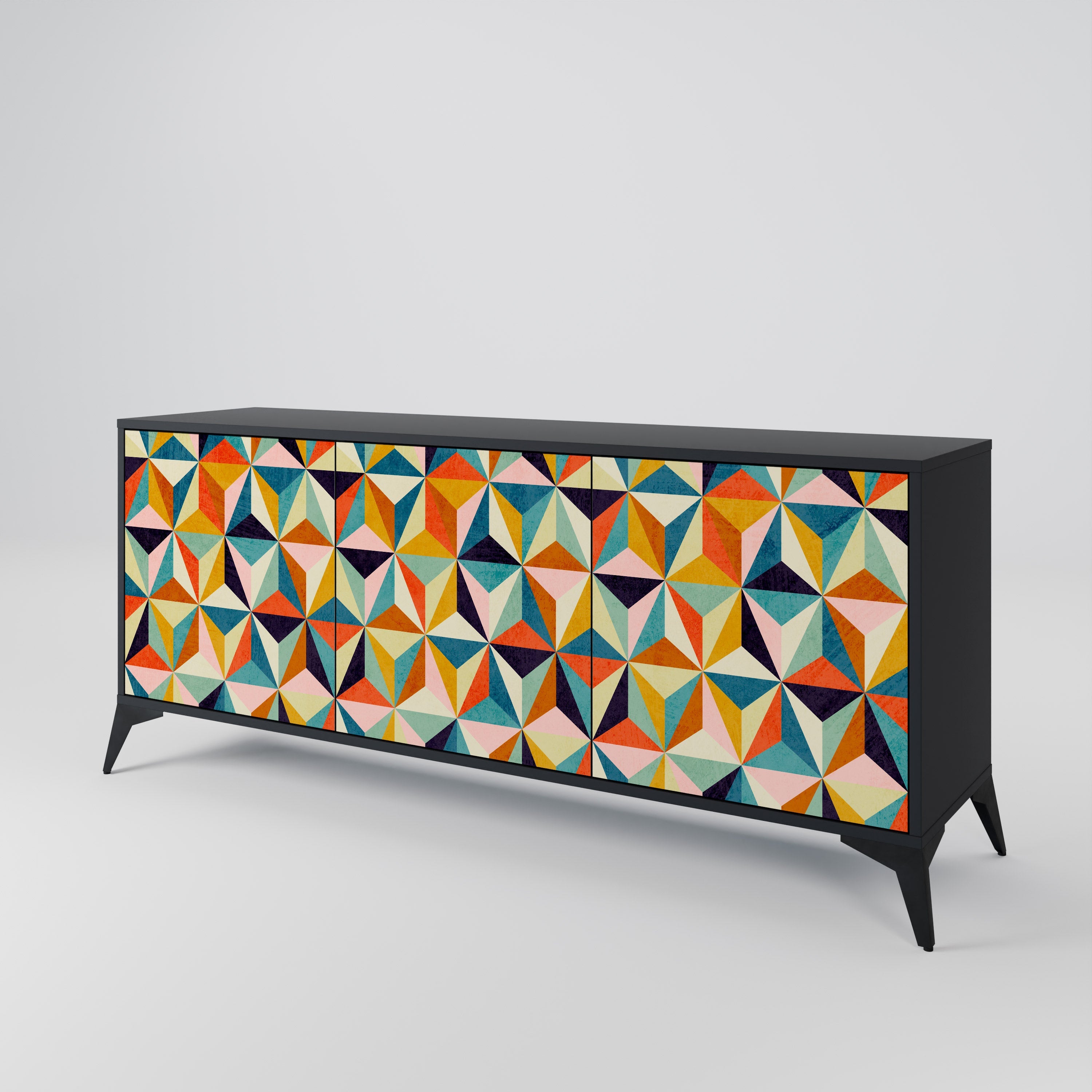 TESSELATE TREASURES 3-Door Sideboard in Black Finish