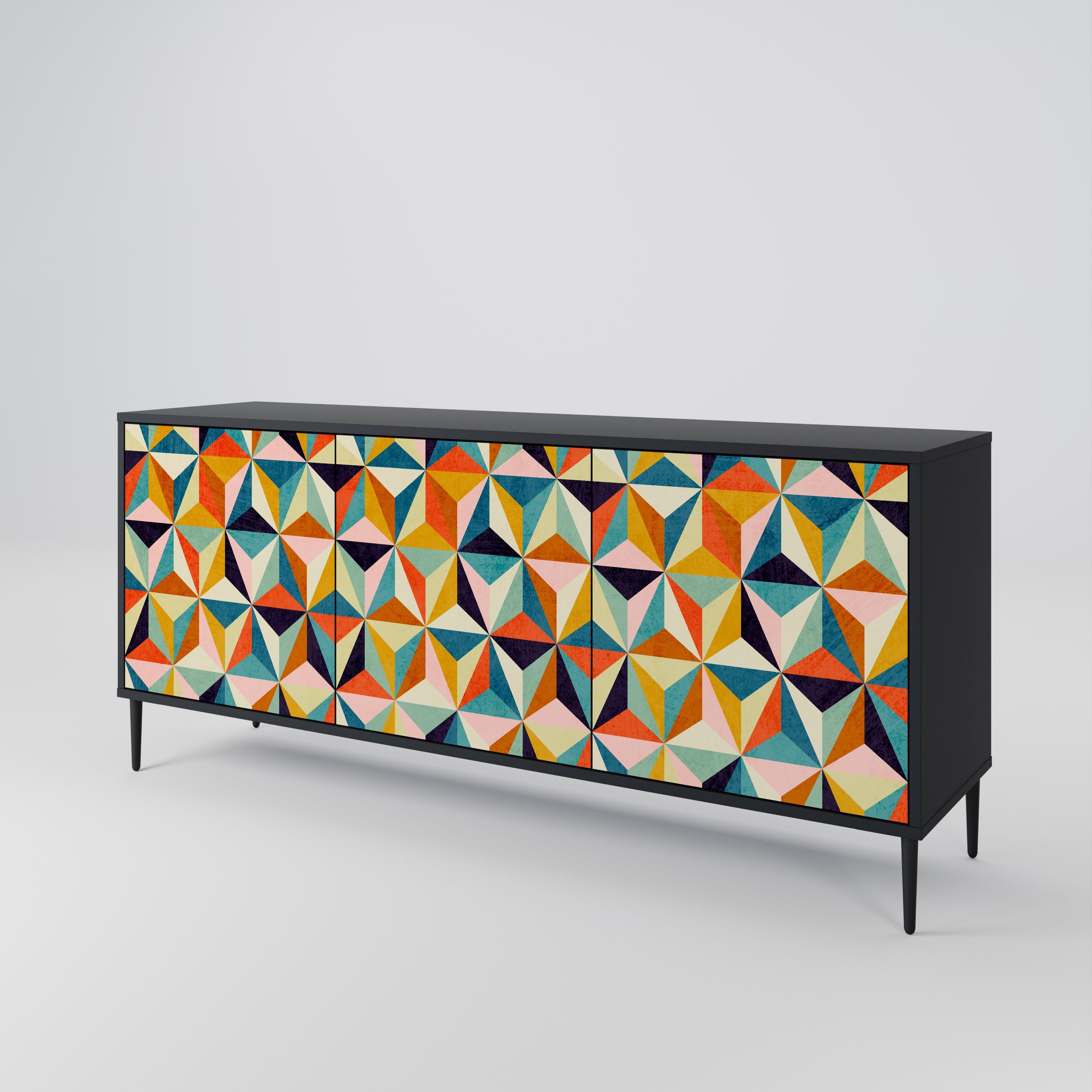 TESSELATE TREASURES 3-Door Sideboard in Black Finish