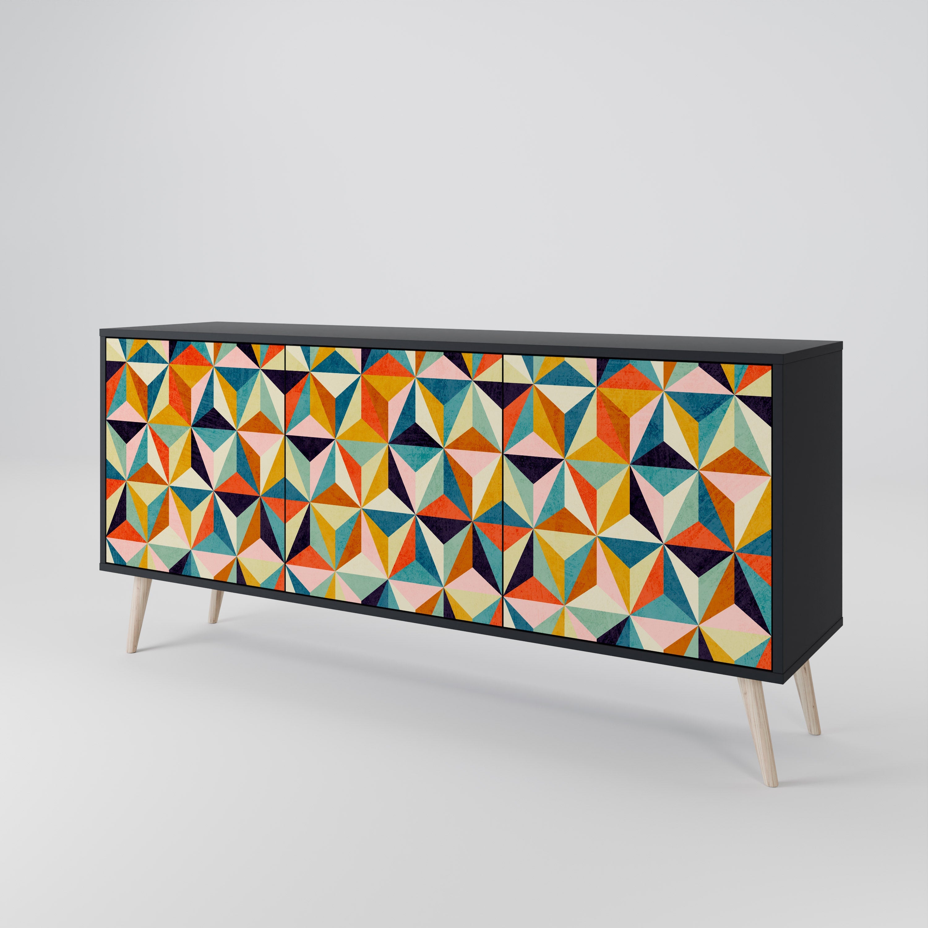 TESSELATE TREASURES 3-Door Sideboard in Black Finish