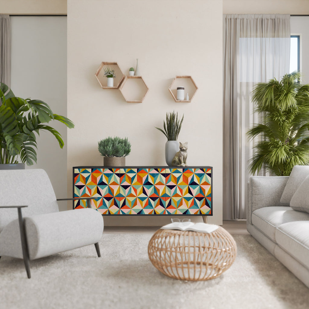 TESSELATE TREASURES 3-Door Sideboard in Black Finish