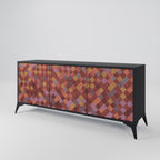 PAINTED SQUARES 3-Door Sideboard in Black Finish