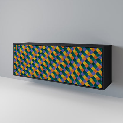 PAINTED SQUARES MIX 3-Door Sideboard