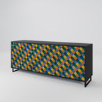 PAINTED SQUARES MIX 3-Door Sideboard in Black Finish