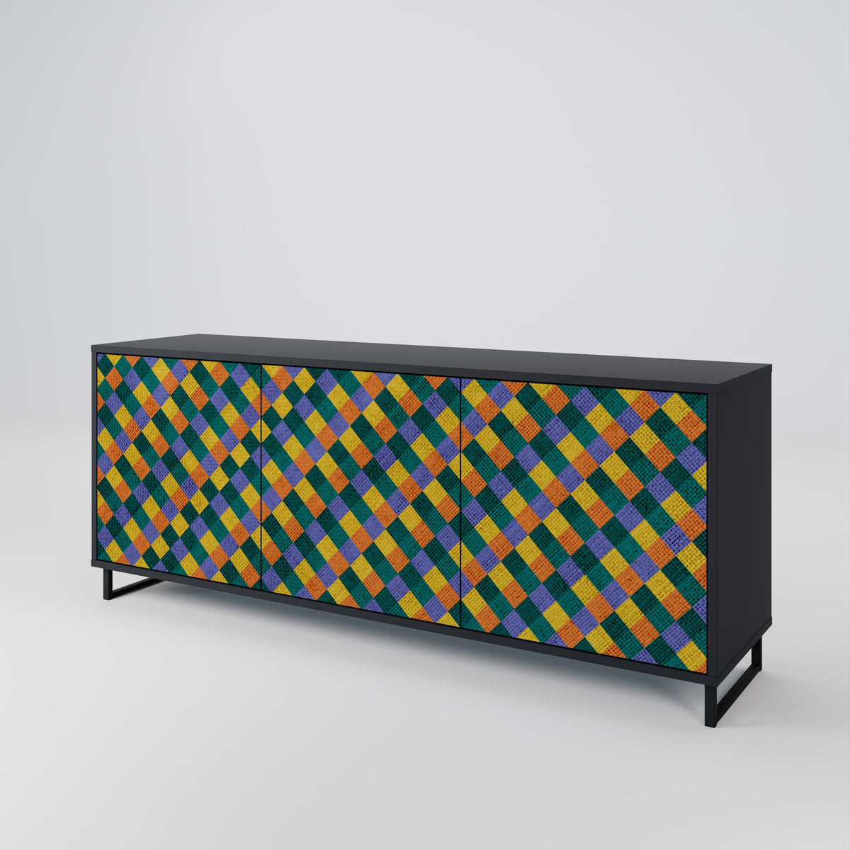 PAINTED SQUARES MIX 3-Door Sideboard