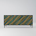 PAINTED SQUARES MIX 3-Door Sideboard in Black Finish