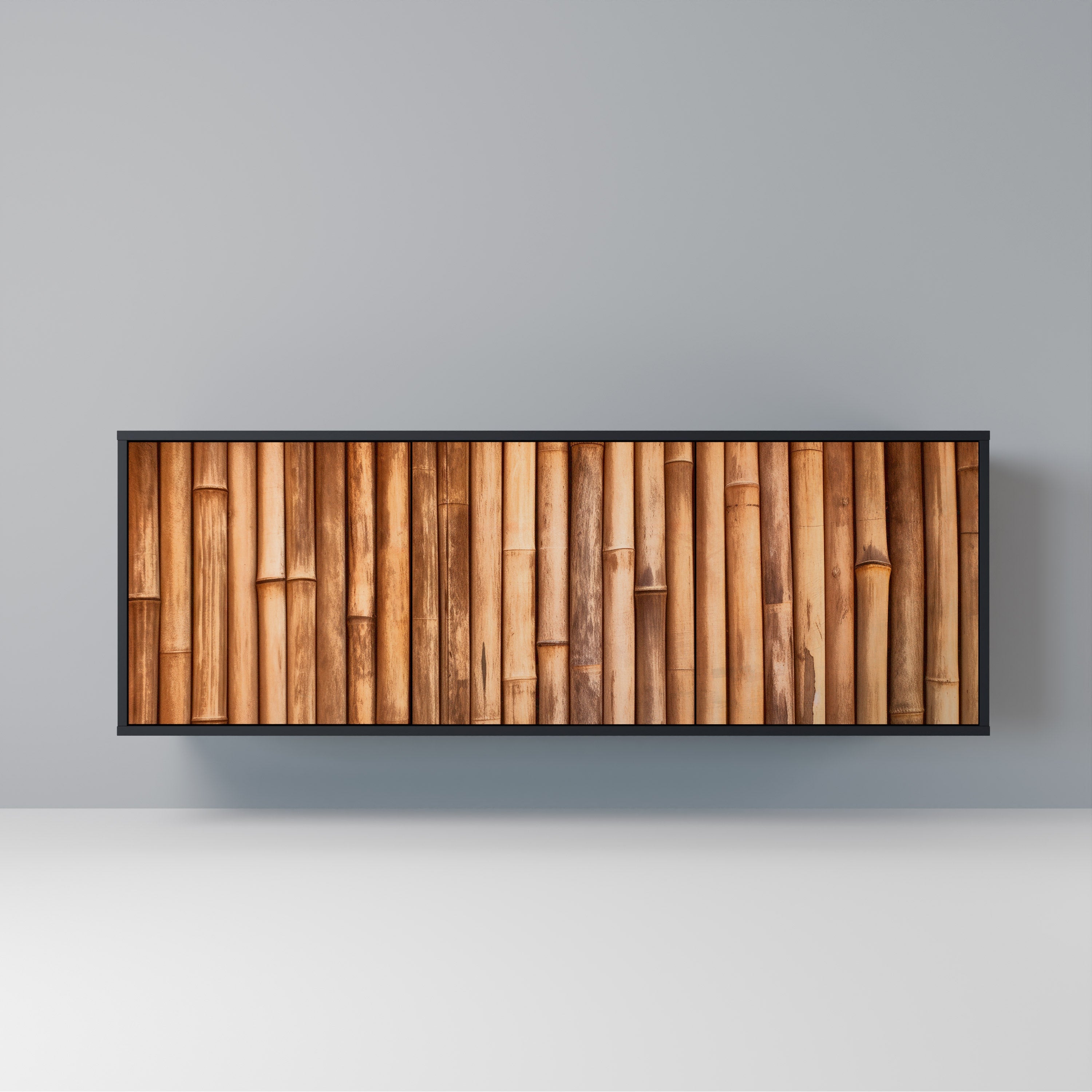 NATURAL WOOD 3-Door Sideboard in Black Finish