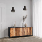 NATURAL WOOD 3-Door Sideboard in Black Finish