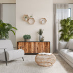 NATURAL WOOD 3-Door Sideboard in Black Finish