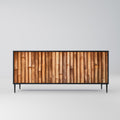 NATURAL WOOD 3-Door Sideboard in Black Finish