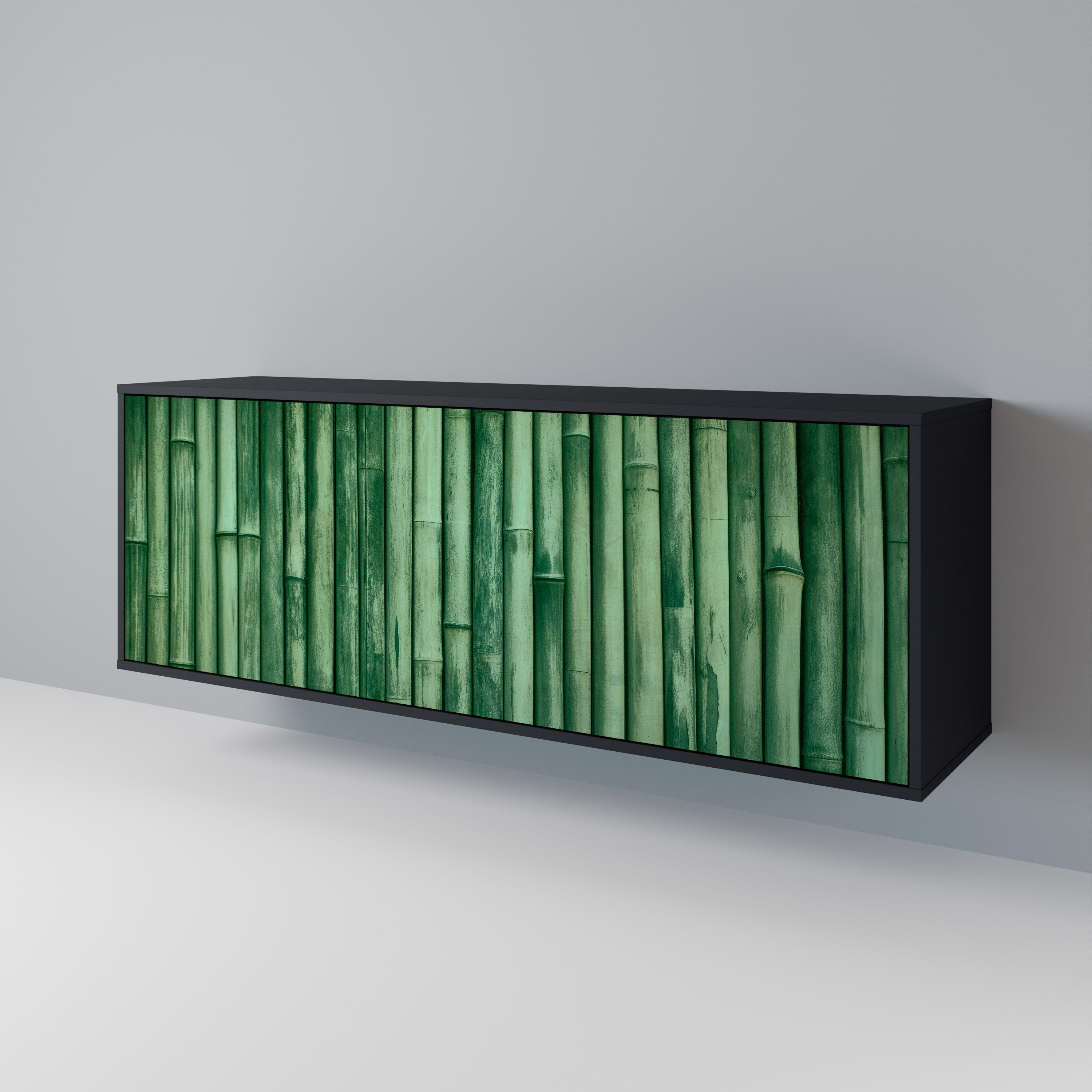 NATURAL GREEN 3-Door Sideboard in Black Finish