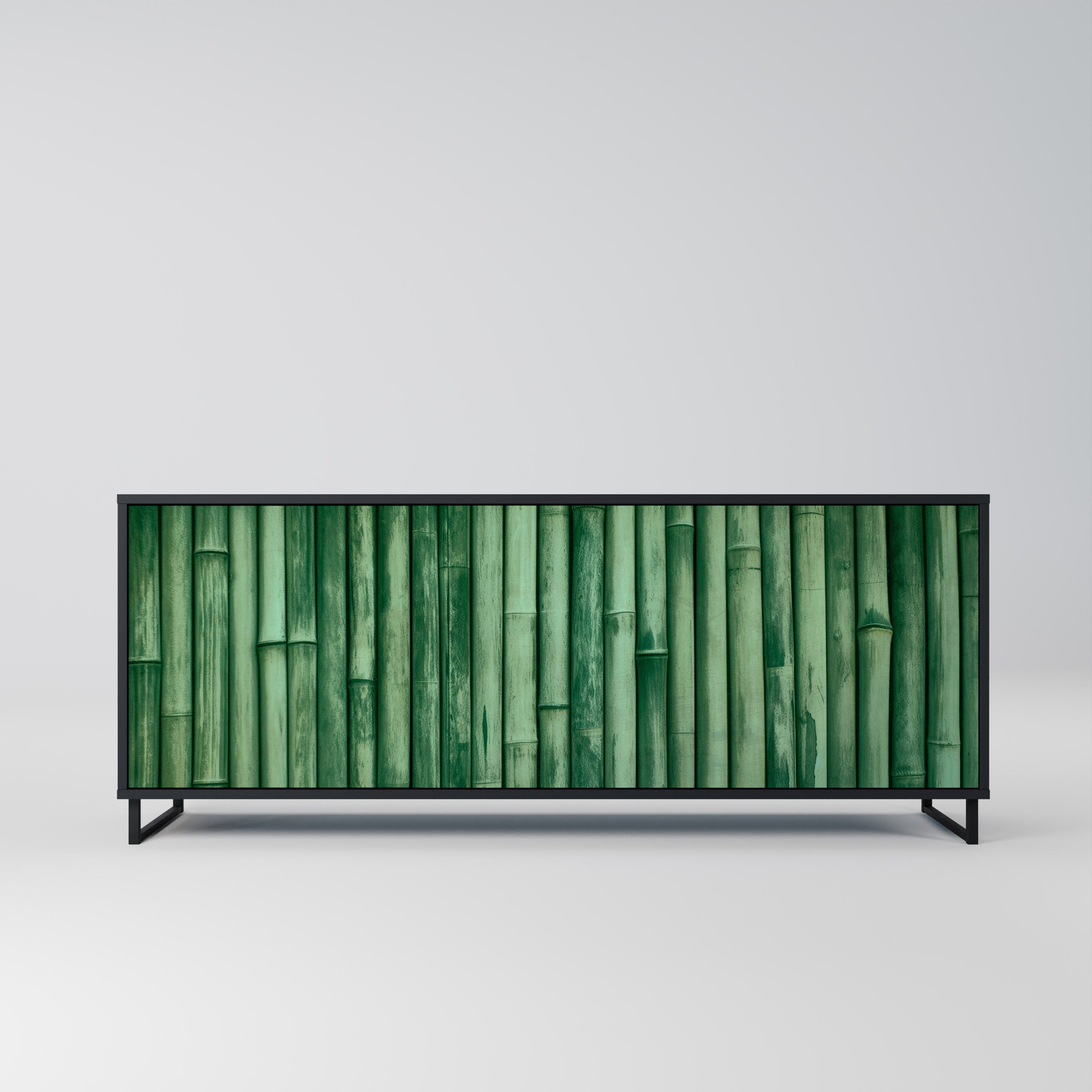 NATURAL GREEN 3-Door Sideboard in Black Finish