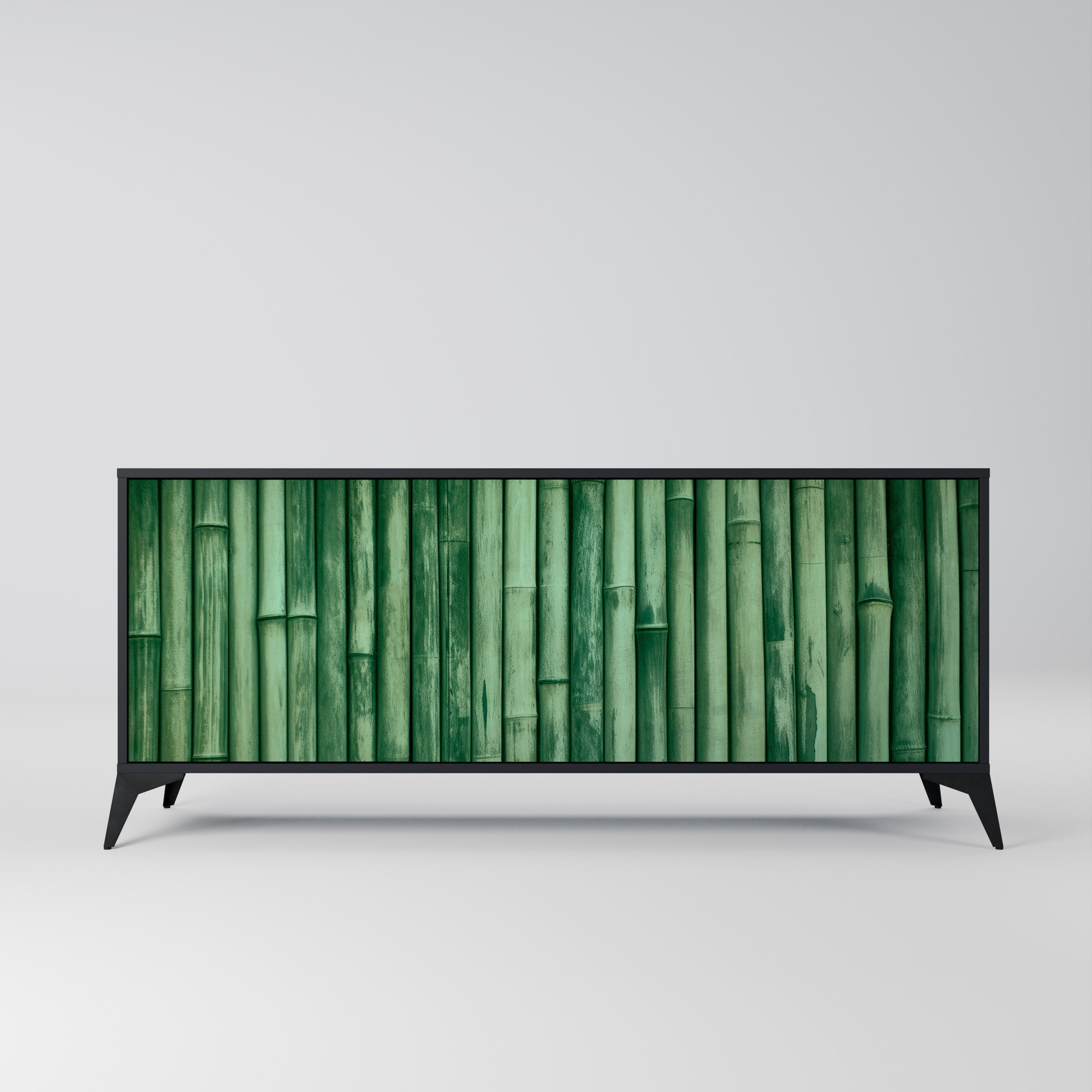 NATURAL GREEN 3-Door Sideboard in Black Finish