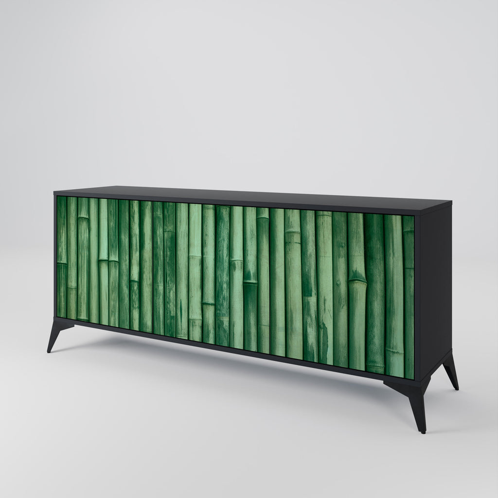 NATURAL GREEN 3-Door Sideboard in Black Finish