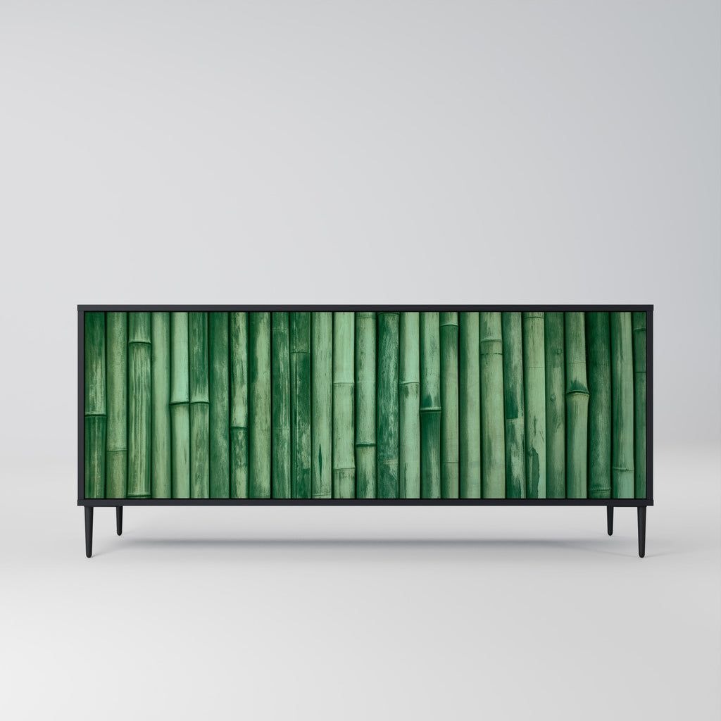 NATURAL GREEN 3-Door Sideboard in Black Finish