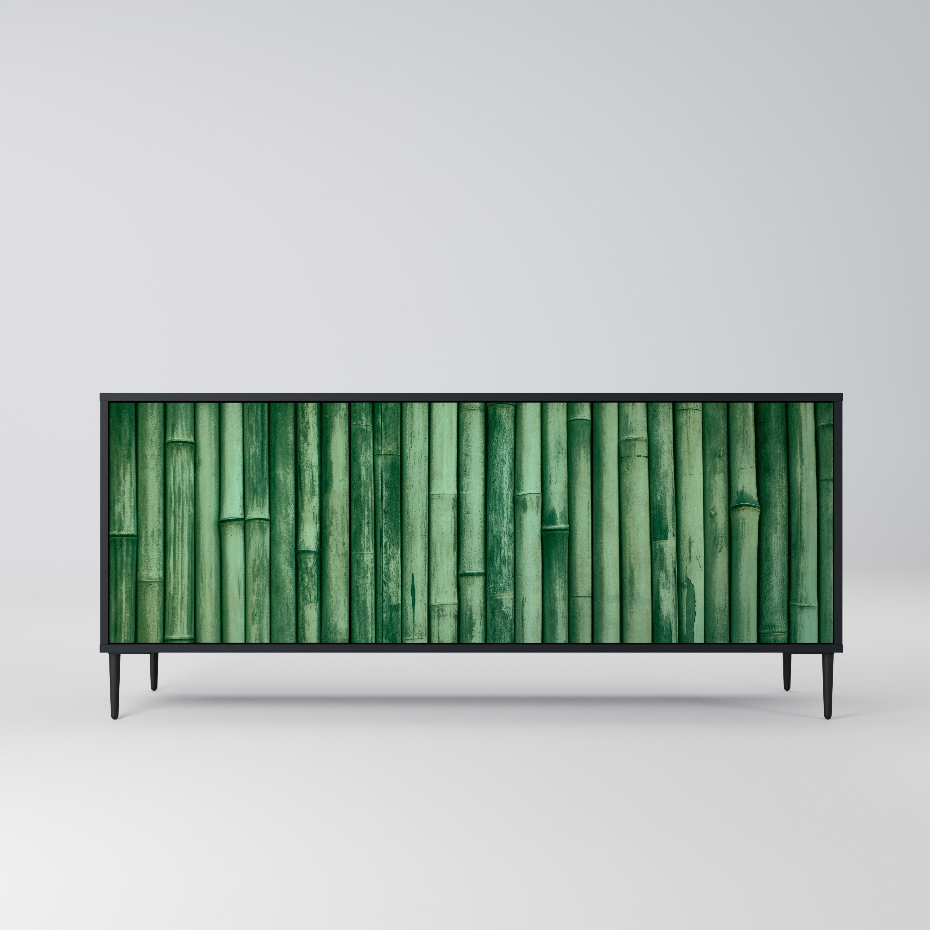 NATURAL GREEN 3-Door Sideboard in Black Finish