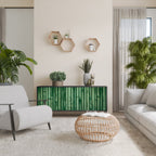 NATURAL GREEN 3-Door Sideboard in Black Finish