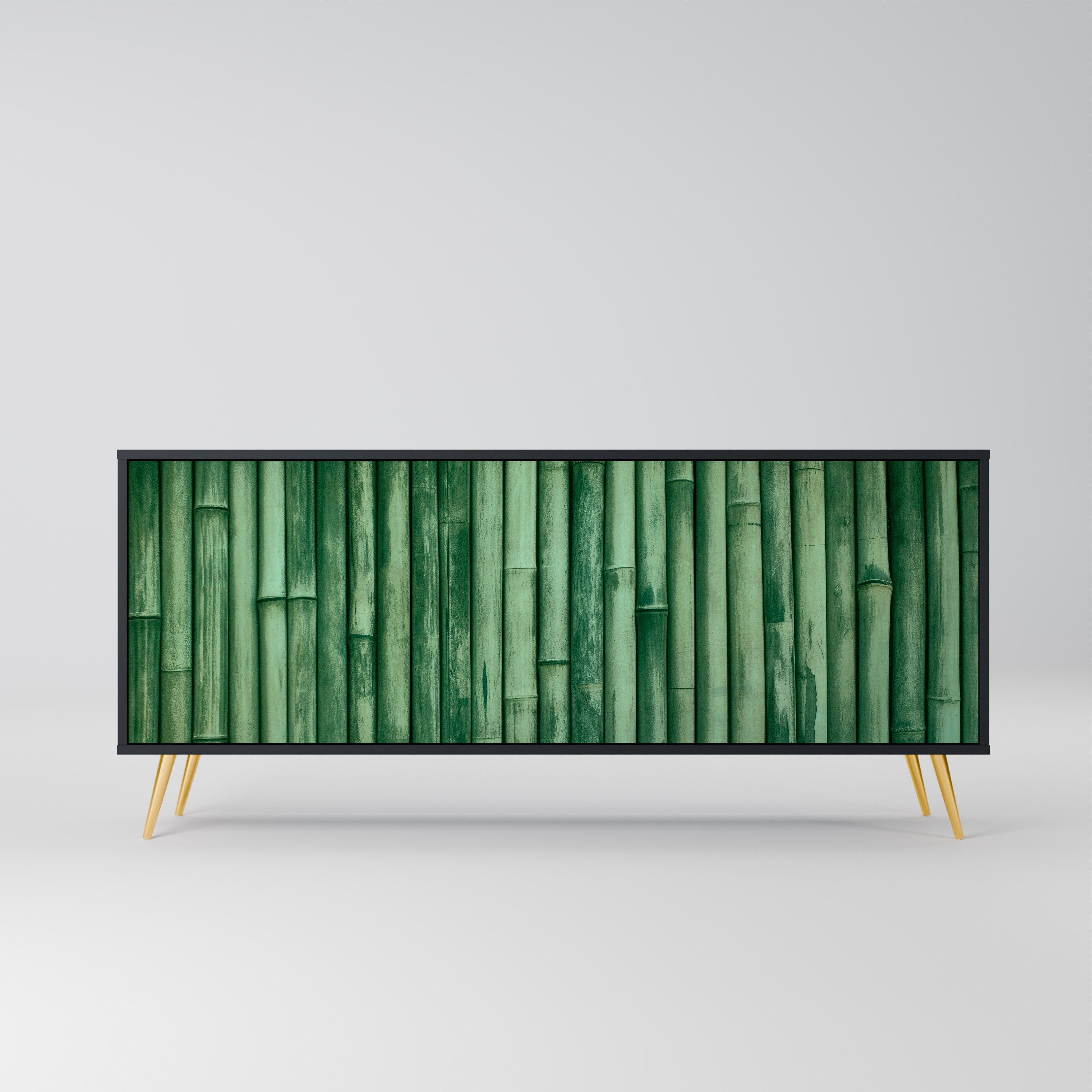NATURAL GREEN 3-Door Sideboard in Black Finish