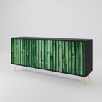 NATURAL GREEN 3-Door Sideboard in Black Finish