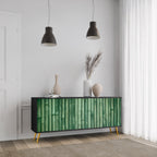 NATURAL GREEN 3-Door Sideboard in Black Finish