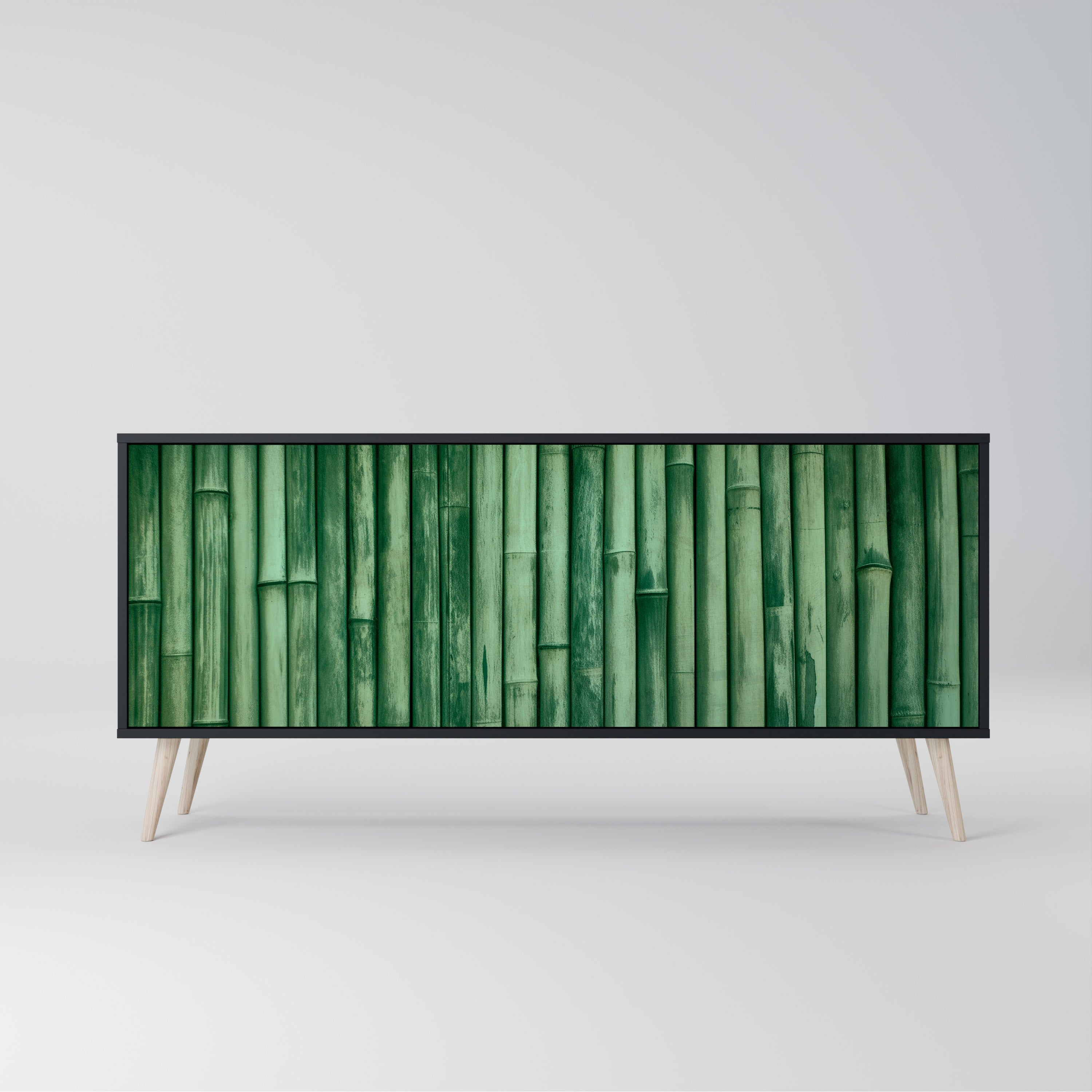 NATURAL GREEN 3-Door Sideboard in Black Finish