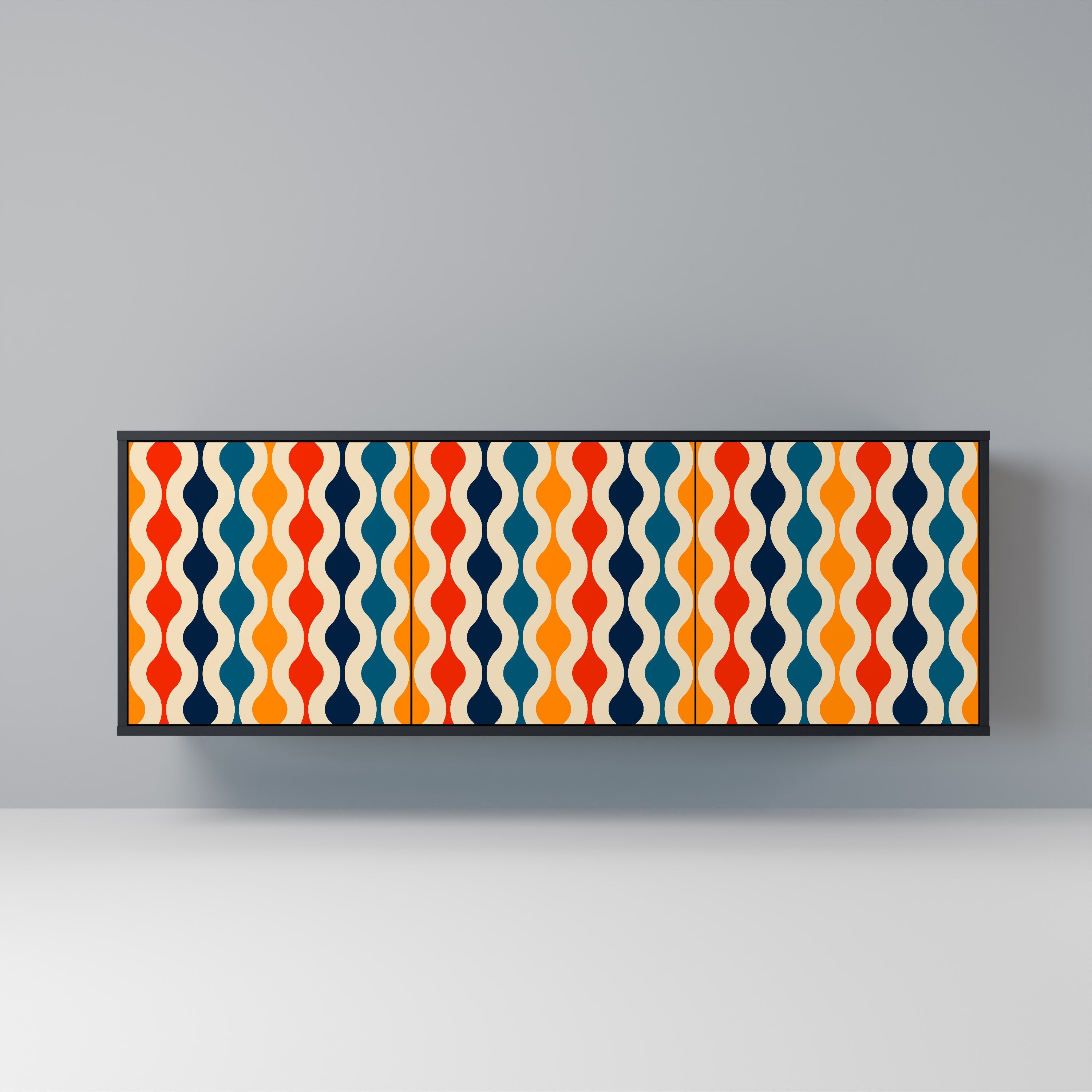 COLORFUL NOSTALGIA 3-Door Sideboard in Black Finish