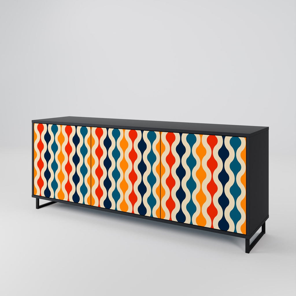 COLORFUL NOSTALGIA 3-Door Sideboard in Black Finish