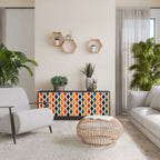 COLORFUL NOSTALGIA 3-Door Sideboard in Black Finish