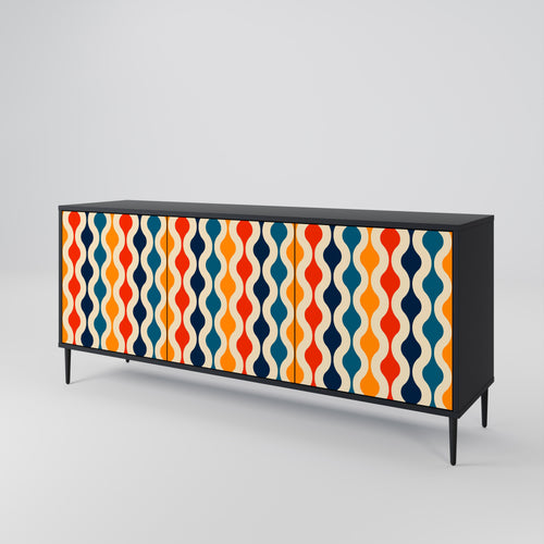 COLORFUL NOSTALGIA 3-Door Sideboard in Black Finish