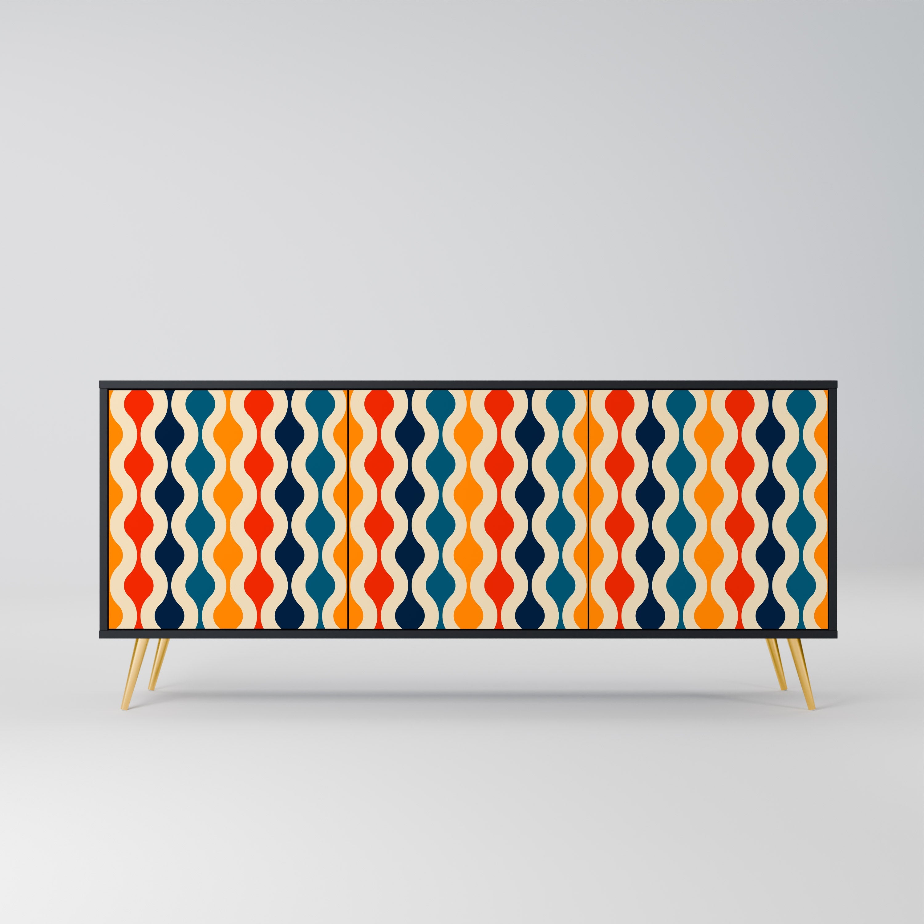 COLORFUL NOSTALGIA 3-Door Sideboard in Black Finish