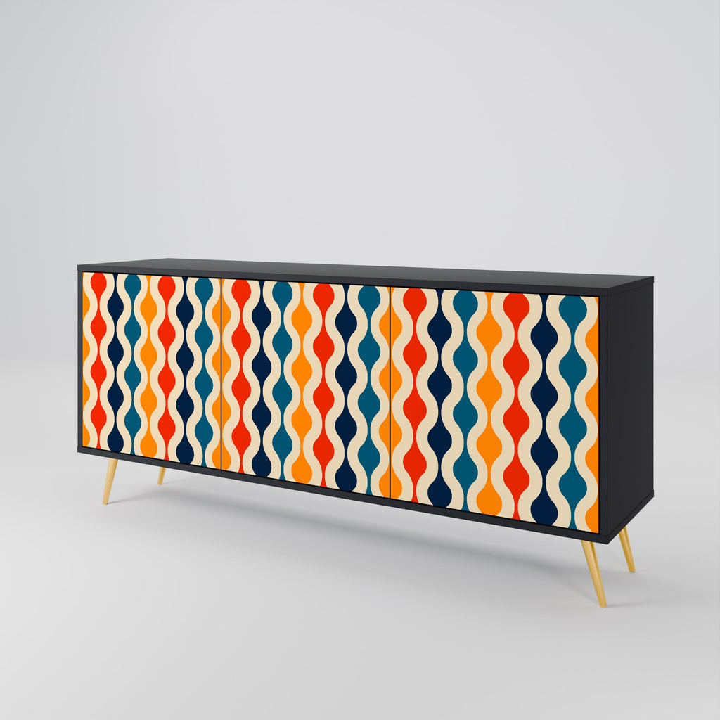 COLORFUL NOSTALGIA 3-Door Sideboard in Black Finish