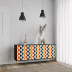 COLORFUL NOSTALGIA 3-Door Sideboard in Black Finish