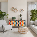 COLORFUL NOSTALGIA 3-Door Sideboard in Black Finish