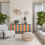 COLORFUL NOSTALGIA 3-Door Sideboard in Black Finish