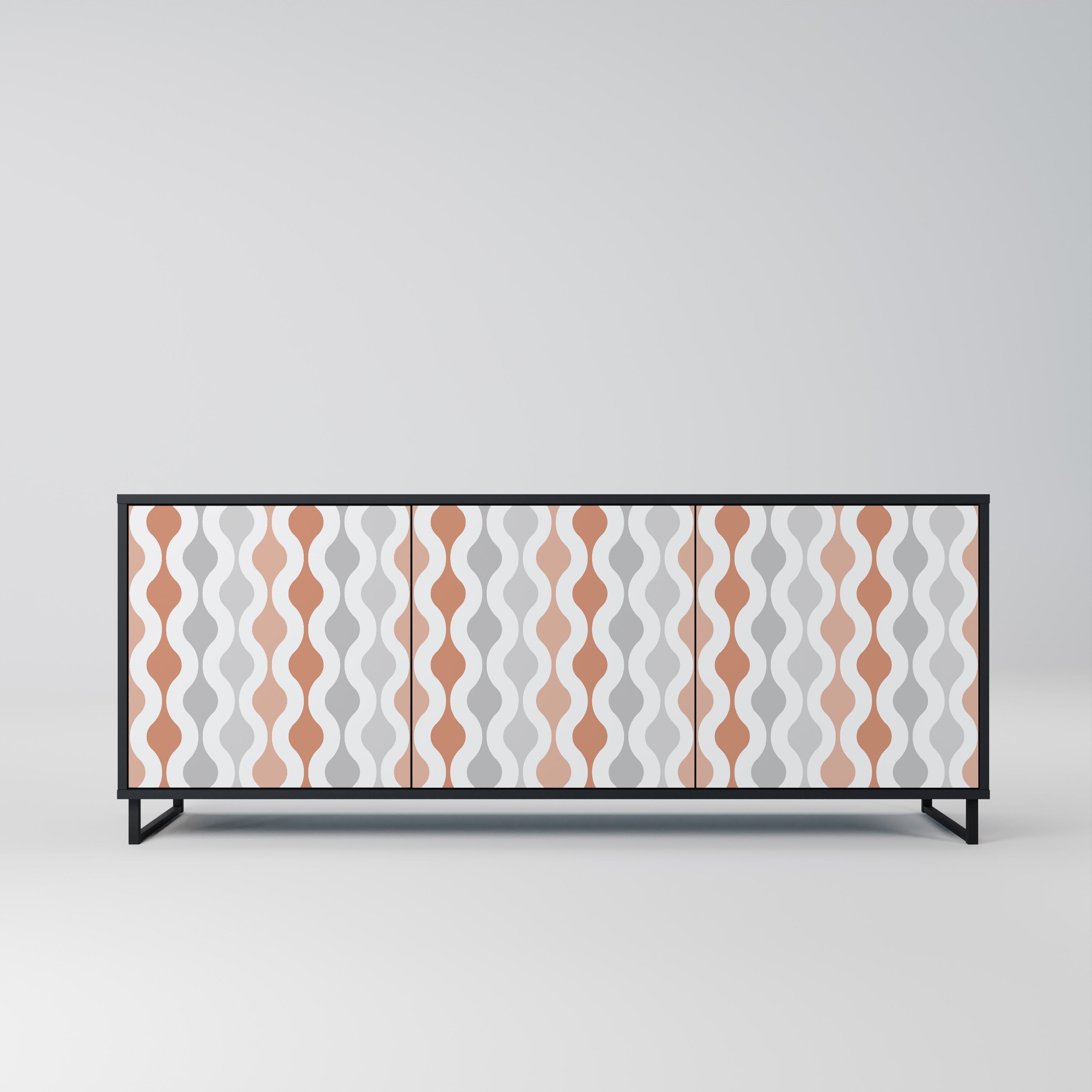 HAZY NOSTALGIA 3-Door Sideboard in Black Finish