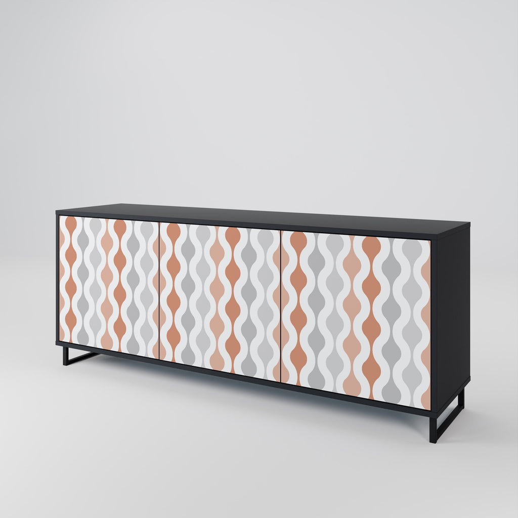 HAZY NOSTALGIA 3-Door Sideboard in Black Finish